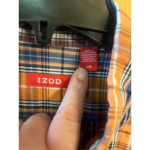 Izod Shirt Mens Large Plaid Long Sleeve Button Up Single Front pocket (3772) - Picture 2 of 4